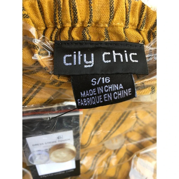 NEW City Chic Women’s Plus Size 16 Yellow Striped Button Closure Midi Dress - Picture 5 of 6